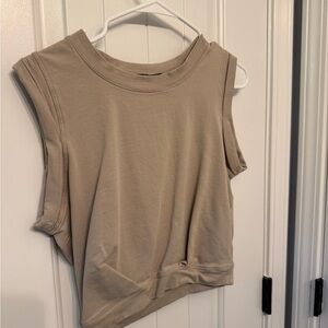 Sleeveless Beige Tan Crop Top